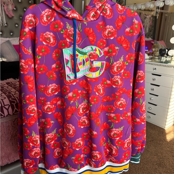 Dolce & Gabbana Floral Hoodie with Bold Logo
